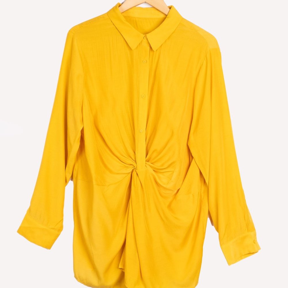 Solid Knotted Front Shirt Plus Size - image 4